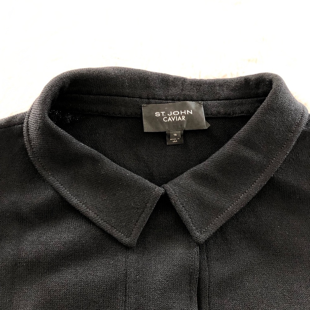 ST JOHN CAVIAR Black Santana Knit Boxy Short Blazer size 16 - Picture 7 of 11